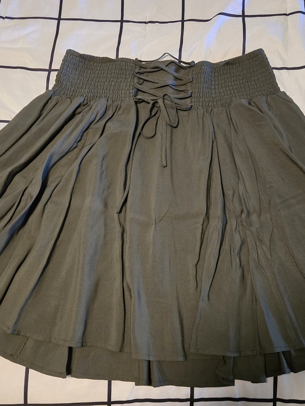 torrid Olive Green Smocked Tie Mini Skirt